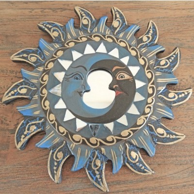 Miroir Soleil Mosaïque bleu 20cm