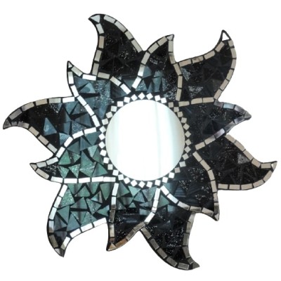 Miroir Soleil Mosaïque noir 40cm