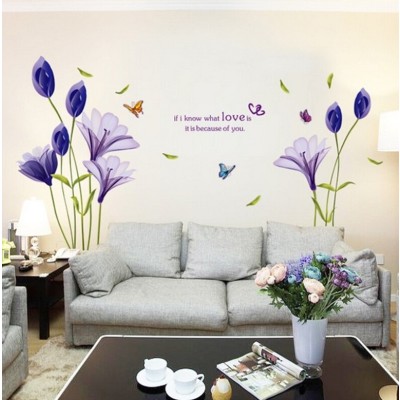 Grand Sticker Fleurs de Tulipes violettes