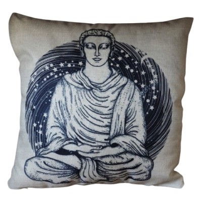Housse de Coussin Bouddha Illuminé bleu