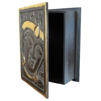 Boîte Bouddha noir et or 15cm