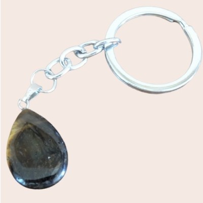 Porte Clés Goutte en Oeil de Tigre marron