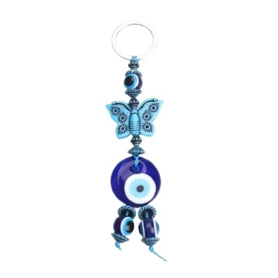 Porte Clés Papillon bleu Contre le Mauvais Oeil