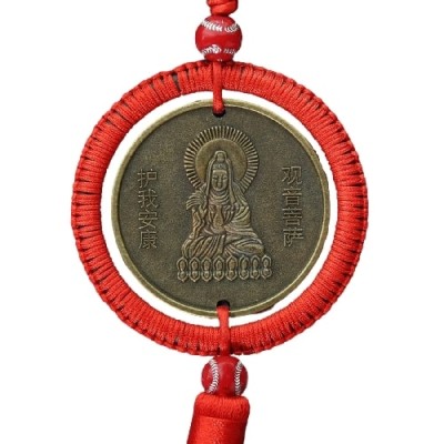Suspension Guan Yin et Calligraphie