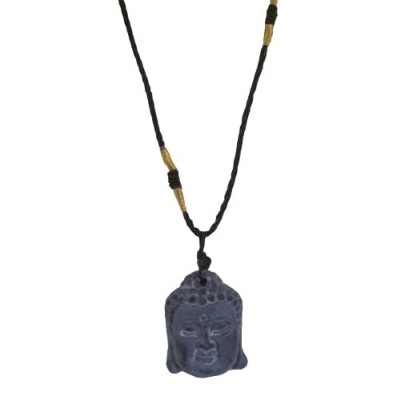 Pendentif Tête de Bouddha en Obsidienne noire