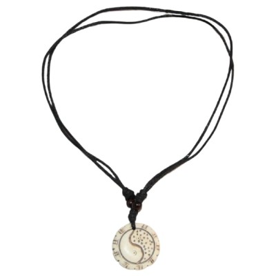 Collier pendentif Yin Yang beige