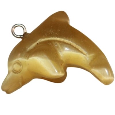 Pendentif Dauphin en Oeil de Chat jaune
