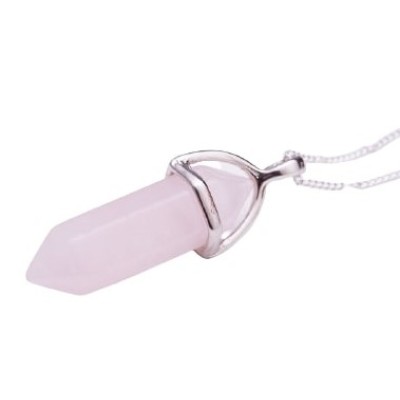 Collier Pendentif Prisme Chakra en Quartz rose