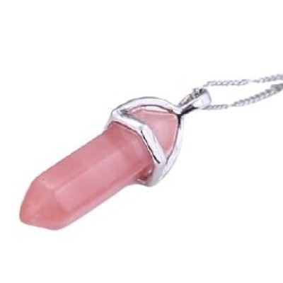 Collier Pendentif Prisme Chakra en Quartz Cerise