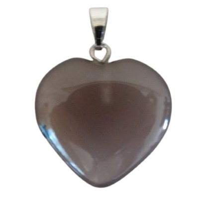 Pendentif Coeur en Cristal de Roche Fumé