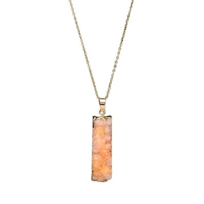 Collier Géode Rectangle en Agate orange