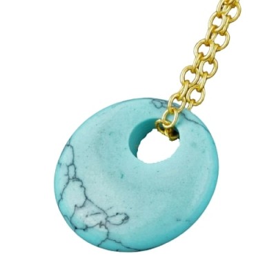 Collier Pendentif Donut en Turquoise