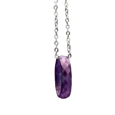 Collier Pendentif Anneau en Agate violette