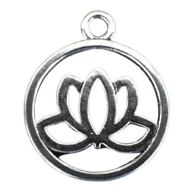 Pendentif Fleur de Lotus de la Santé argentée