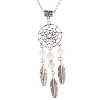 Collier Pendentif Attrape Rêves Perles blanches