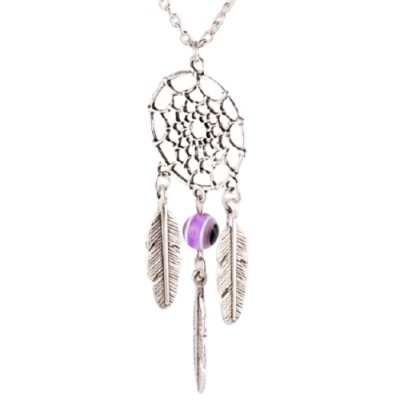 Collier Attrape Rêves Perle Anti Mauvais Oeil violette