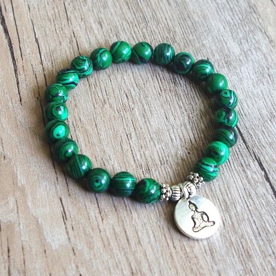 Bracelet Symbole Bouddha en Malachite