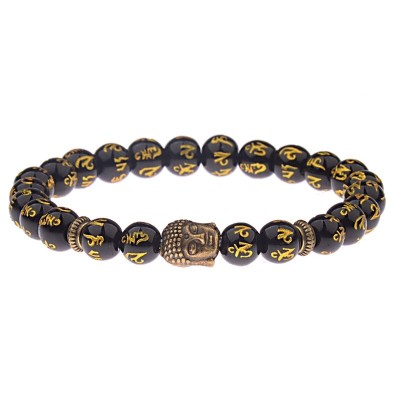 Bracelet Mala Bouddha doré mat