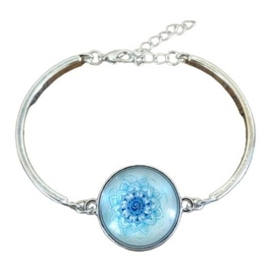 Bracelet Lakshmi Yantra Mandala bleu clair