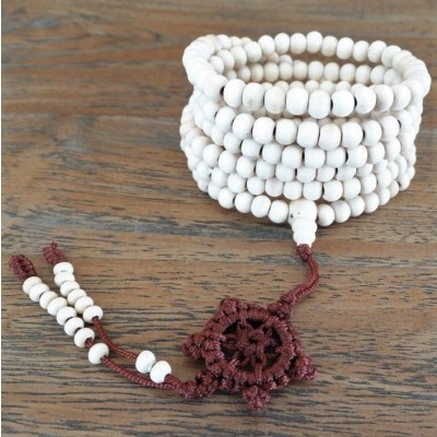 Grand Bracelet de Prières Tibétain beige