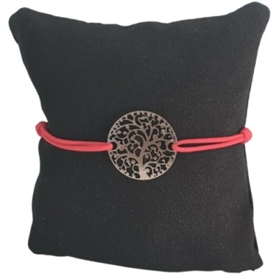 Bracelet rouge Arbre de Vie argenté