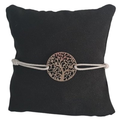 Bracelet gris Arbre de Vie argenté