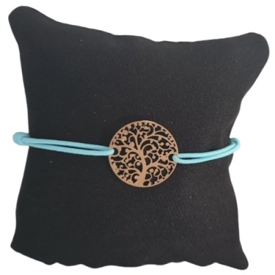 Bracelet vert lagon Arbre de Vie doré