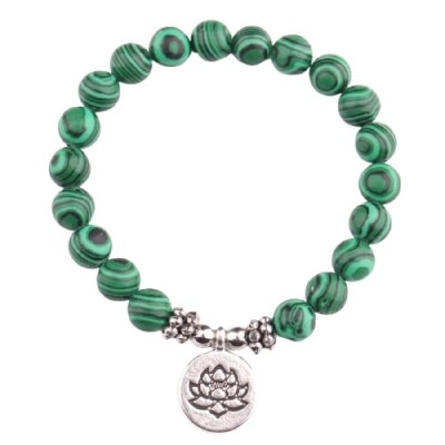 Bracelet Symbole Lotus en Malachite