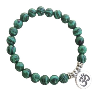 Bracelet Symbole Aum en Malachite