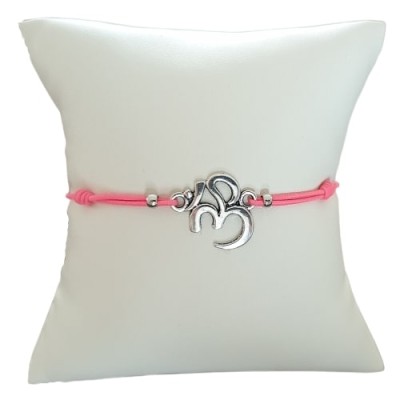 Bracelet rose foncé Aum argenté