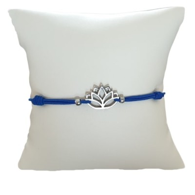 Bracelet bleu Lotus argenté