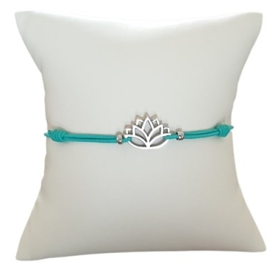 Bracelet vert Lotus argenté