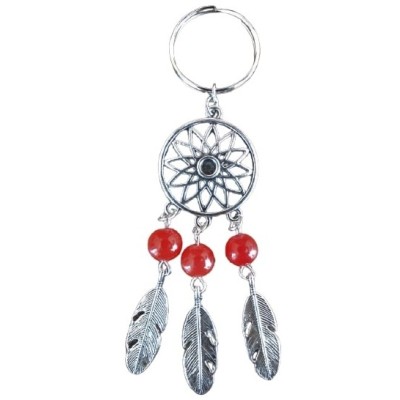 Porte Clés Attrape Rêves 3 Perles rouges