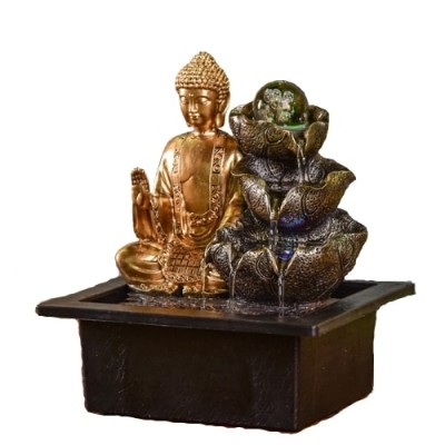 Fontaine Lotus Bouddha doré