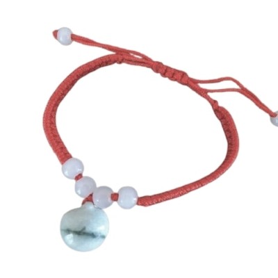 Bracelet rouge Pomme en Jade vert