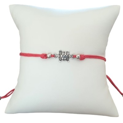 Bracelet rouge Tortue argentée