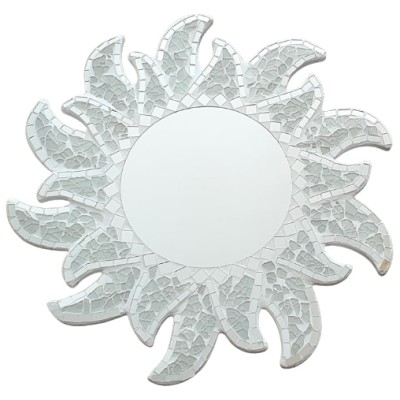 Miroir Double Soleil Mosaïque blanc 40cm