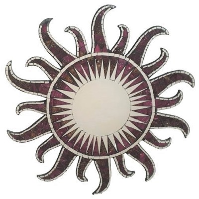 Miroir Soleil Mosaïque fushia 60cm