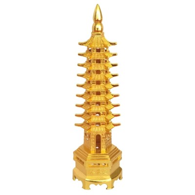 Pagode Wen Chang bronze dorée 18cm
