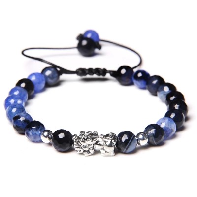Bracelet Pi Yao Argenté en Agate bleue