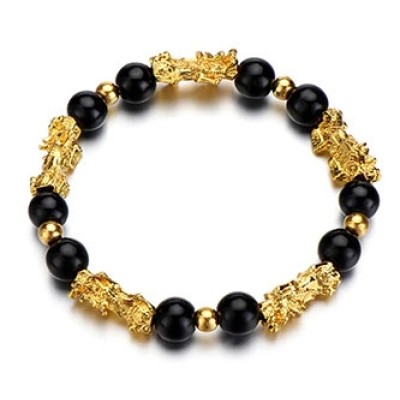 Bracelet Six Pi Yao en Obsidienne noire