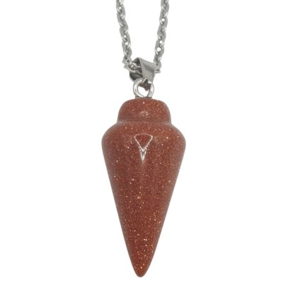 Collier Pendule en Pierre de Sable marron 