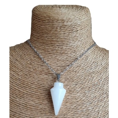 Collier Pendule en Jade blanc 