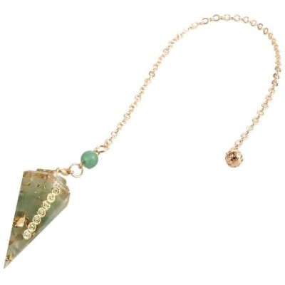 Pendule Orgonite des 7 Chakras, Jade vert