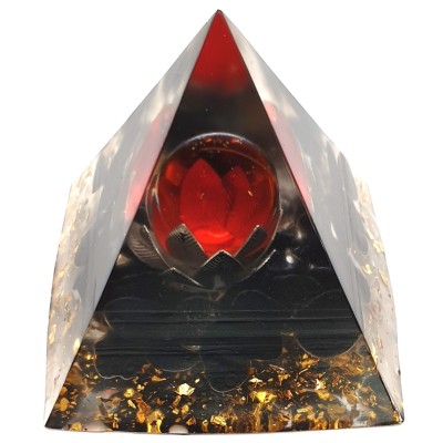 Orgonite Pyramide Lotus Obsidienne noire