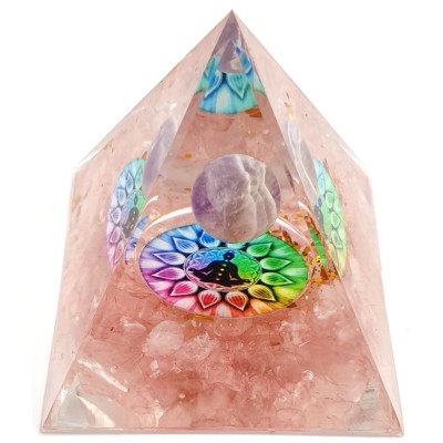 Orgonite Pyramide Chakras Quartz rose