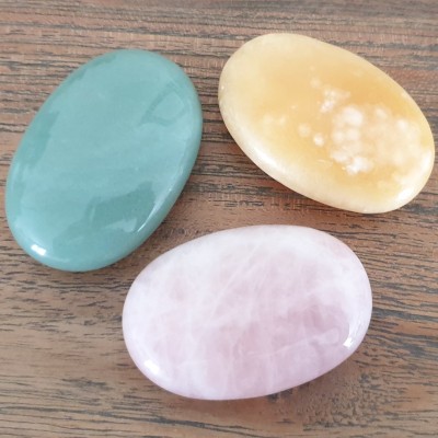 3 Gros Galets Aventurine, Quartz rose, Jade jaune
