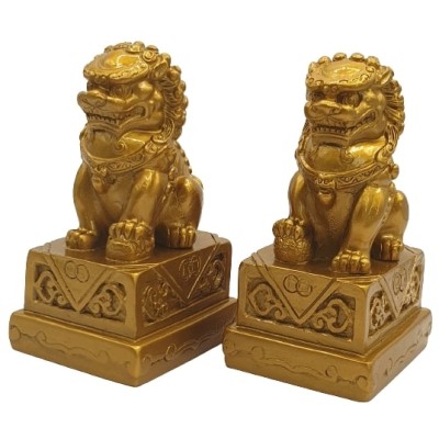 Statues Fu Dogs dorés