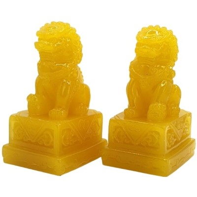 Statues Fu Dogs jaunes