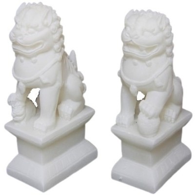 Grandes Statues Fu Dogs blancs mat